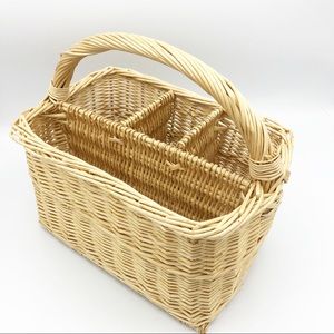 Wicker Utensil Caddy Small Storage Basket